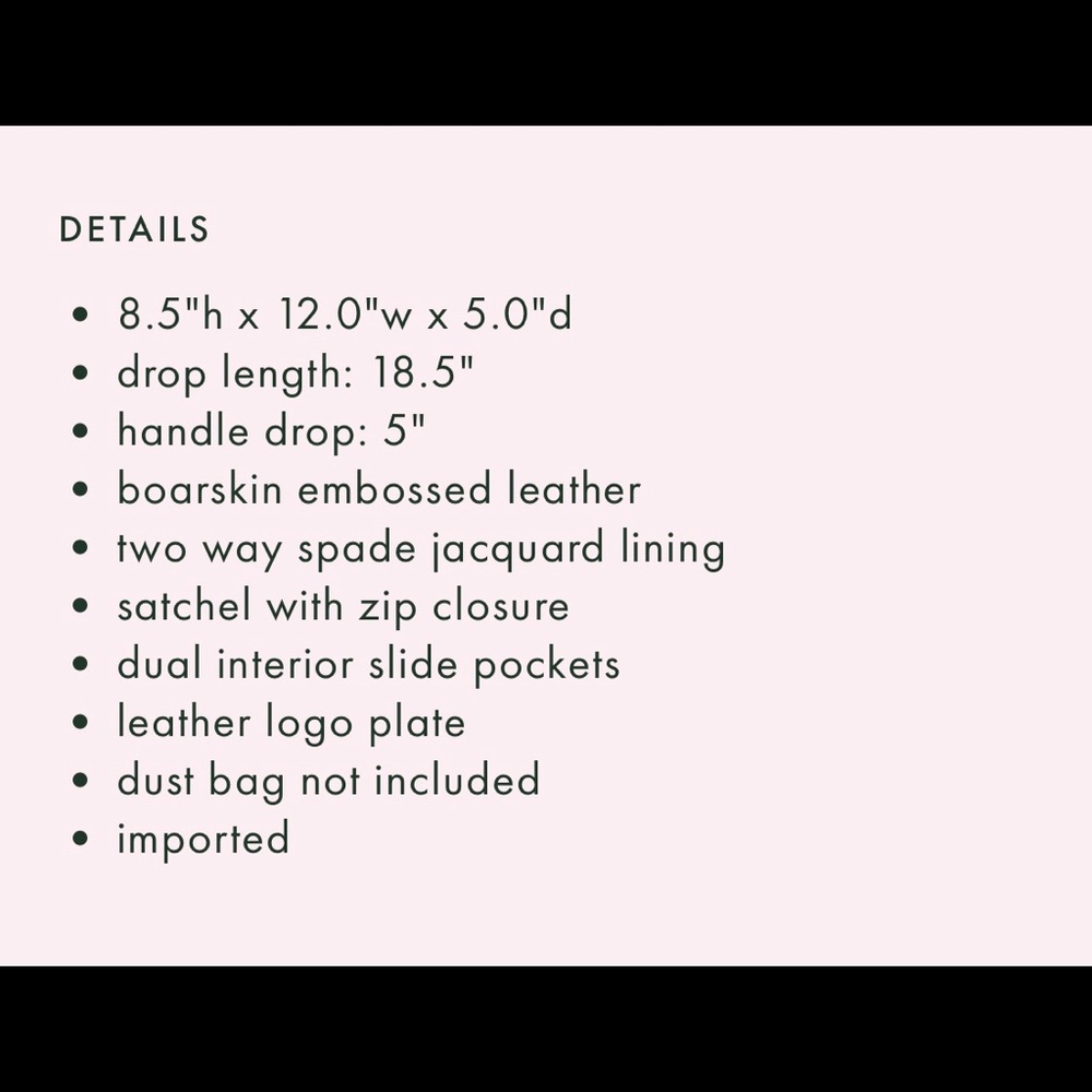 BNWT Kate Spade small Jeannie satchel. - Picture 12 of 12